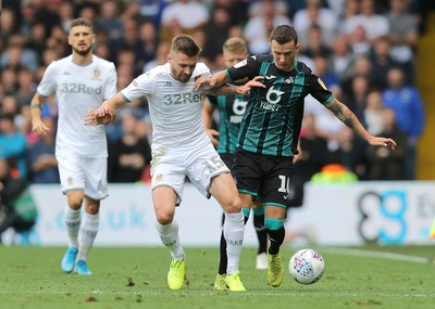 310819 - Leeds United v Swansea City - Sky Bet Championship -  Besant Celina of Swansea and Stuart Dallas of Leeds United