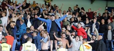 310819 - Leeds United v Swansea City - Sky Bet Championship -  Jubulant Swansea fans at the end of the match