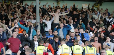 310819 - Leeds United v Swansea City - Sky Bet Championship -  Jubulant Swansea fans at the end of the match