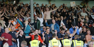 310819 - Leeds United v Swansea City - Sky Bet Championship -  Jubulant Swansea fans at the end of the match