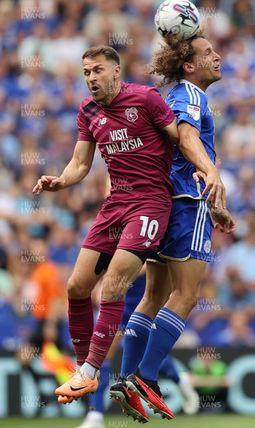 190823 - Leicester City v Cardiff City - Sky Bet Championship - Aaron Ramsey of Cardiff and Wout Faes of Leicester City