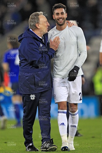 291218 - Leicester City v Cardiff City, Premier League - Cardiff City Manager Neil Warnock with Victor Camarasa at the end of the match