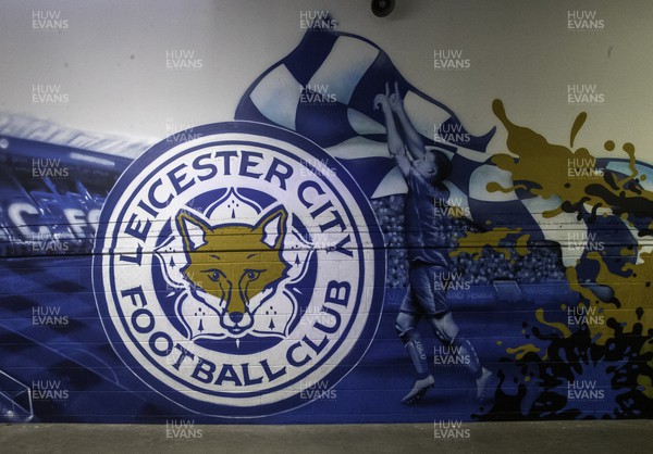 081122 - Leicester City v Newport County - Carabao Cup Third Round - Leicester City Logo on the wall in the stand at the King Power Stadium 