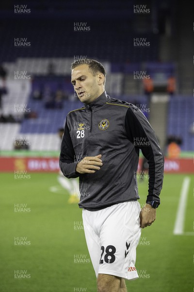 081122 - Leicester City v Newport County - Carabao Cup Third Round - Mickey Demetriou of Newport warms up