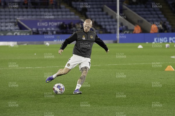 081122 - Leicester City v Newport County - Carabao Cup Third Round - James Waite of Newport warms up