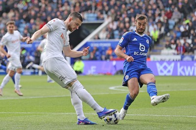 110426 - Leicester City v Swansea City - Sky Bet Championship - Zan Vipotnik of Swansea celebrates scoring the first goal of the match