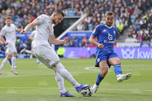 110426 - Leicester City v Swansea City - Sky Bet Championship - Zan Vipotnik of Swansea celebrates scoring the first goal of the match