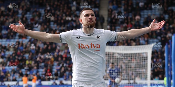 110426 - Leicester City v Swansea City - Sky Bet Championship - Zan Vipotnik of Swansea celebrates scoring the first goal of the match
