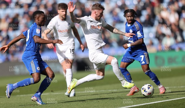 110426 - Leicester City v Swansea City - Sky Bet Championship - Josh Tymon of Swansea and Abdul Fatal of Leicester
