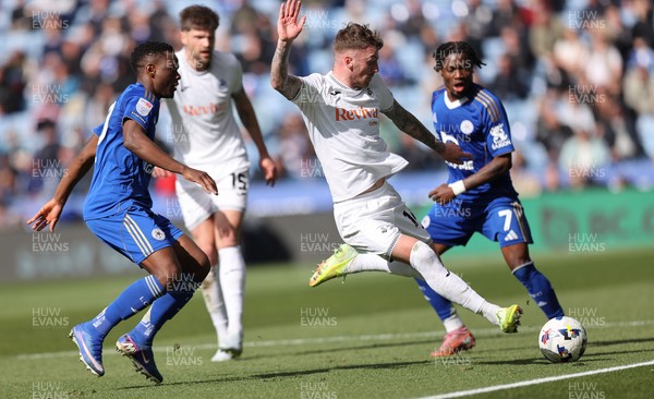 110426 - Leicester City v Swansea City - Sky Bet Championship - Josh Tymon of Swansea and Abdul Fatal of Leicester