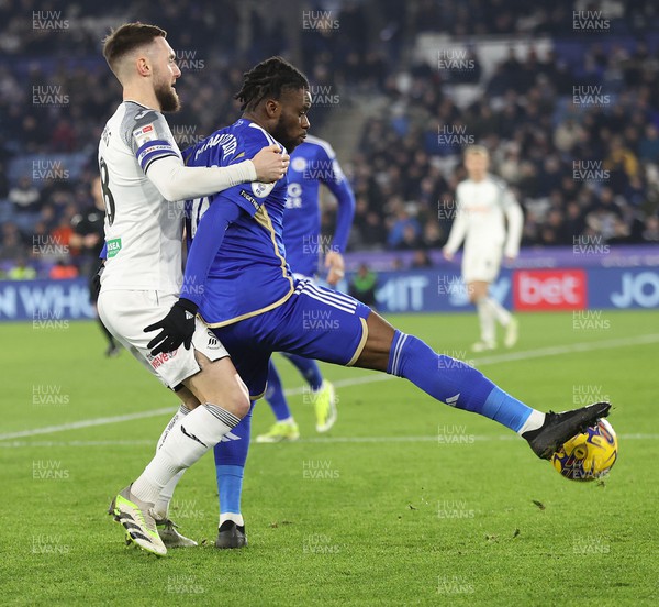 300124 - Leicester City v Swansea City - Sky Bet Championship - Matt Grimes of Swansea and Stephy Mavididi of Leicester City