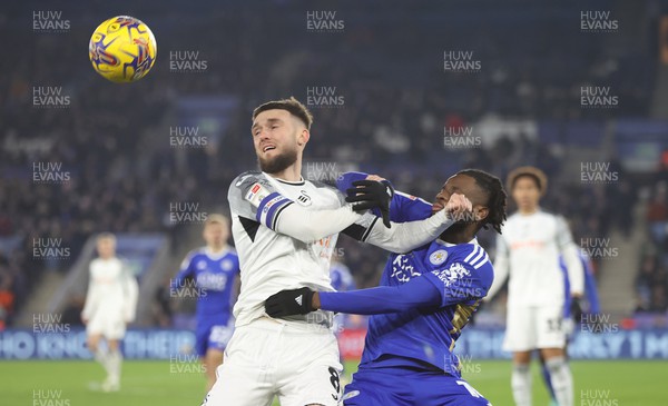 300124 - Leicester City v Swansea City - Sky Bet Championship - Matt Grimes of Swansea and Stephy Mavididi of Leicester City