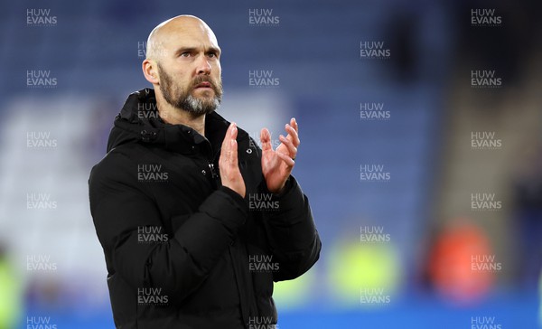 300124 - Leicester City v Swansea City - Sky Bet Championship - Head Coach Luke Williams  of Swansea applauds the fans at the end of the match