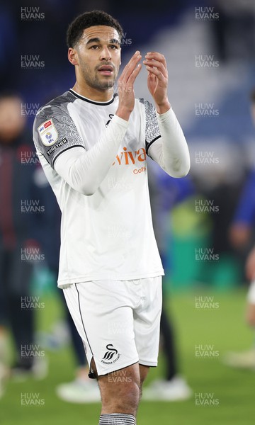 300124 - Leicester City v Swansea City - Sky Bet Championship - Ben Cabango of Swansea applauds the fans at the end of the match