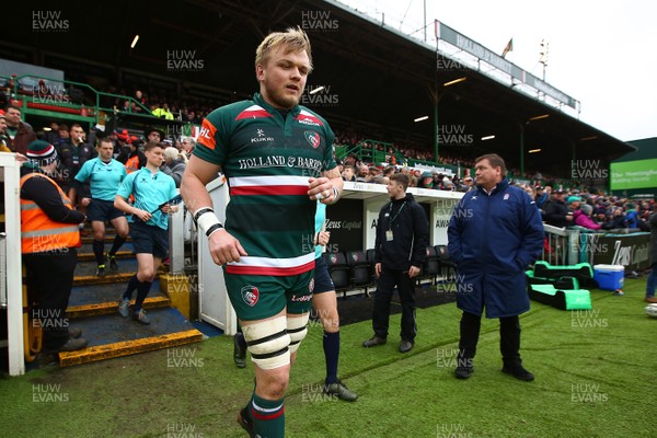 270118 - Leicester Tigers v Cardiff Blues - Anglo-Welsh Cup - Round 3 -  Luke Hamilton of Leicester Tigers takes the field 