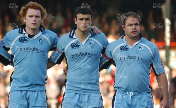 03.11.07 - Leicester Tigers v Cardiff Blues - EDF Energy Cup - (l-r)Cardiff's Paul Tito, Jamie Roberts and Xavier Rush 