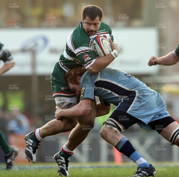 03.11.07 Leicester Tigers v Cardiff Blues... Leicester's Martin Castrogiovanni is tackled by Paul Tito. 