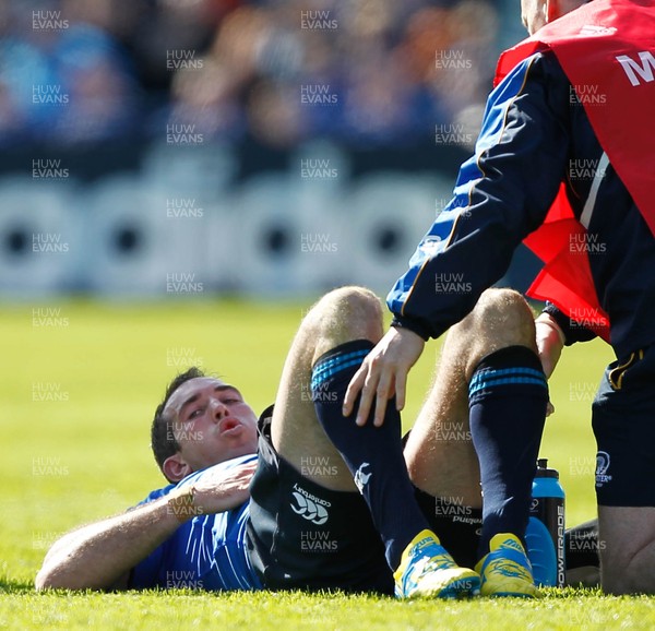 270413 - Leinster v Biarritz - Amlin Challenge Cup - Rob Kearney of Leinster receives attention 