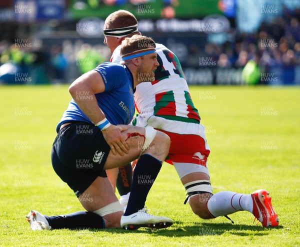 270413 - Leinster v Biarritz - Amlin Challenge Cup - Jamie Heaslip of Leinster sports a cut leg 