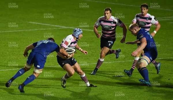 080917 - Leinster v Cardiff Blues - Guinness PRO14 -  Tom James of Cardiff is tackled by Jack Conan of Leinster