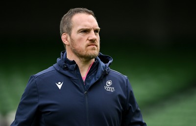 010325 - Leinster v Cardiff Rugby - United Rugby Championship - Stand in Cardiff head coach Gethin Jenkins before the match