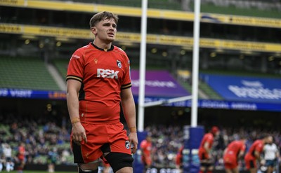 010325 - Leinster v Cardiff Rugby - United Rugby Championship - Alex Mann of Cardiff leaves the pitch after being shown a yellow card