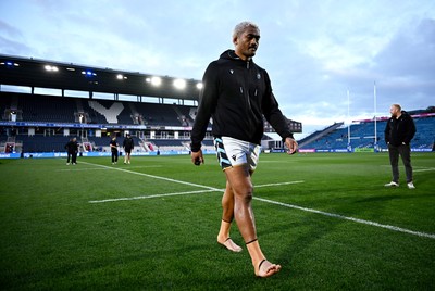 101026 - Leinster v Cardiff Rugby - United Rugby Championship - Semisi Paea of Cardiff walks the pitch before the match