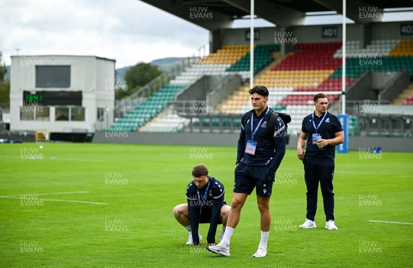 130925 - Leinster v Cardiff Rugby - Preseason Friendly - Cardiff players walk the pitch before the pre-season friendly match between Leinster and Cardiff at Tallaght Stadium in Dublin