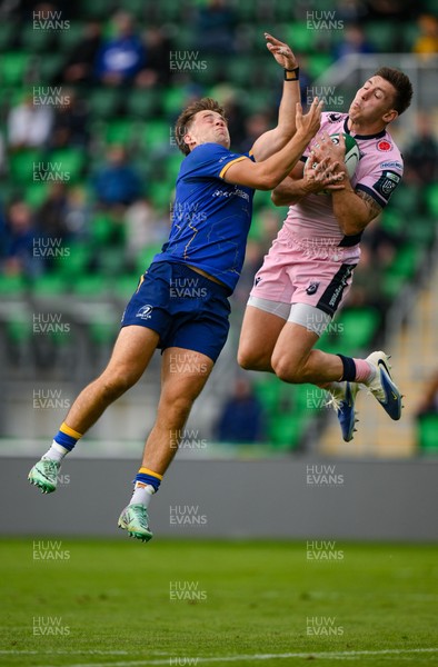 130925 - Leinster v Cardiff Rugby - Preseason Friendly - Ciaran Mangan of Leinster, left, and Josh Adams of Cardiff Rugby