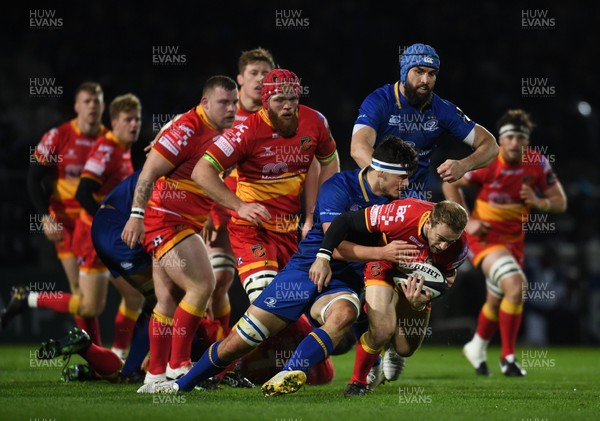 241117 - Leinster v Dragons - Guinness PRO14 -   Sarel Pretorius of Dragons is tackled by Max Deegan of Leinster