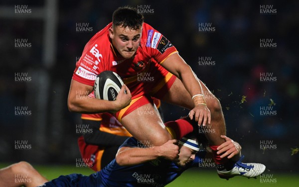 241117 - Leinster v Dragons - Guinness PRO14 -   Ellis Shipp of Dragons is tackled by Max Deegan of Leinster