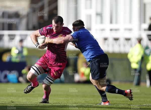 131012 Leinster v Exeter - Heineken Cup - Tom Hayes of Exeter is tackled by Cian Healy of Leinster 