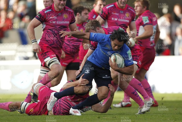 131012 Leinster v Exeter - Heineken Cup - Isa Nacewa of Leinster is tackled by James Hanks of Exeter 