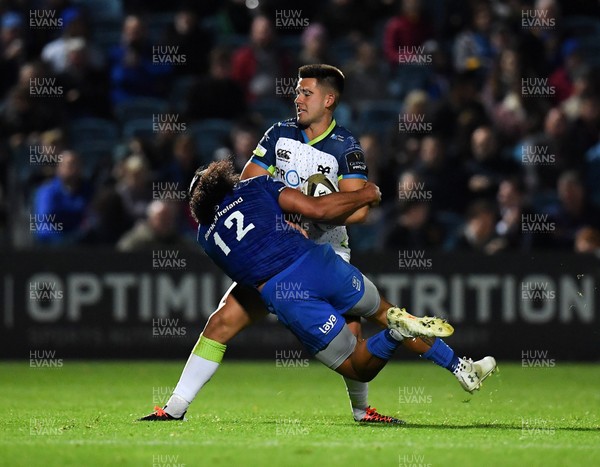 041019 - Leinster and Ospreys - Guinness PRO14 -  Tiaan Thomas-Wheeler of Ospreys is tackled by Joe Tomane of Leinster