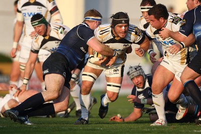 16.04.10 Leinster v Ospreys... Marty Holah of Ospreys tackled by Jamie Heaslip of Leinster. 