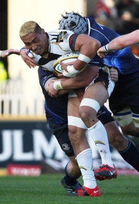 16.04.10 Leinster v Ospreys... Jerry Collins of Ospreys tackled by Kevin McLaughlin of Leinster . 