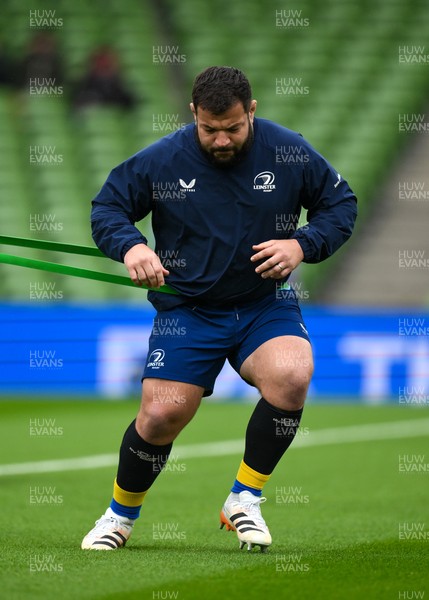 160526 - Leinster v Ospreys - United Rugby Championship - Rabah Slimani of Leinster warms up before the match