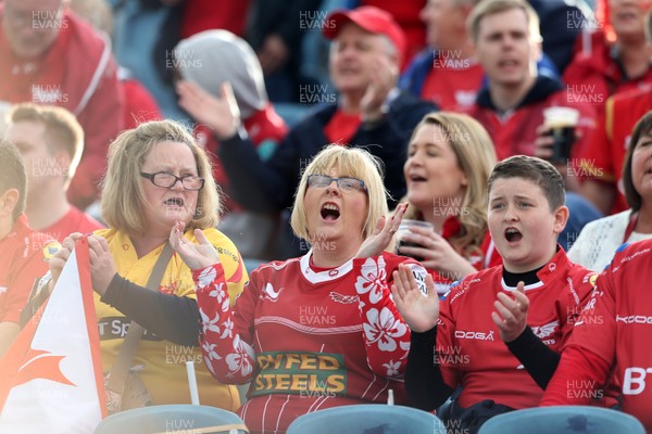 190517 - Leinster v Scarlets - Guinness PRO12 Semi Final - Scarlets fans cheer as the players warm up