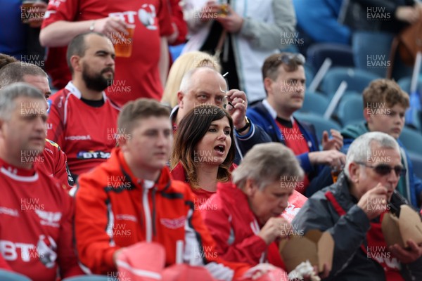 190517 - Leinster v Scarlets - Guinness PRO12 Semi Final - Scarlets fans cheer as the players warm up