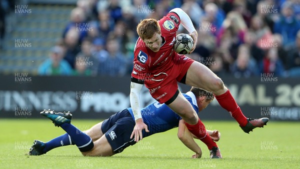 190517 - Leinster v Scarlets - Guinness PRO12 Semi Final - Rhys Patchell of Scarlets is tackled by Luke McGrath of Leinster