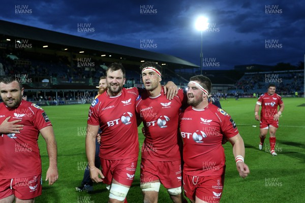 190517 - Leinster v Scarlets - Guinness PRO12 Semi Final - David Bulbring, Lewis Rawlins and Wyn Jones of Scarlets