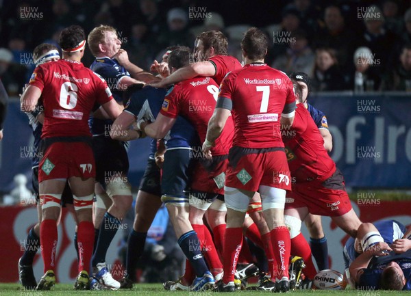 230213 Leinster v Scarlets - RaboDirect Pro 12 - Tempers flare between both teams 