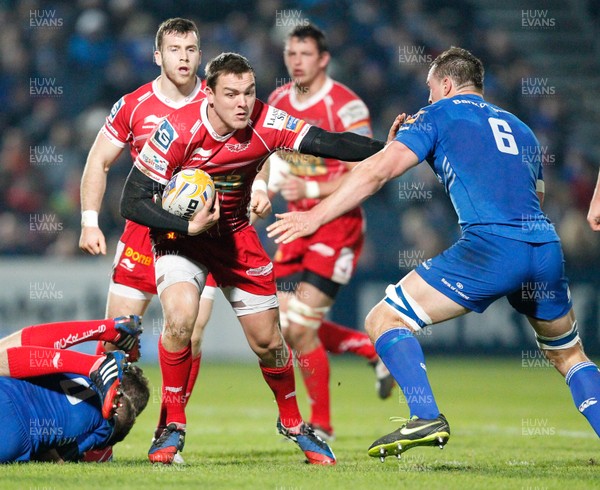 30/11/13 - Leinster v Scarlets - RaboDirect Pro 12Gareth Maule of Scarlets is tackled by Rhys Ruddock of Leinster (c) Huw Evans Picture Agency