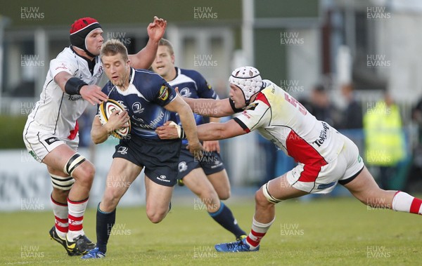 13.05.11 - Leinster v Ulster - Magners League Play-off Luke Fitzgerald of Leinster is tackled by Johann Muller and Tim Barker of Ulster 