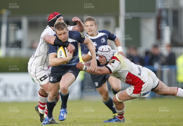 13.05.11 - Leinster v Ulster - Magners League Play-off Luke Fitzgerald of Leinster is tackled by Johann Muller and Tim Barker of Ulster 