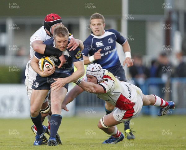 13.05.11 - Leinster v Ulster - Magners League Play-off Luke Fitzgerald of Leinster is tackled by Johann Muller and Tim Barker of Ulster 