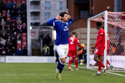 100126 - Leyton Orient v Cardiff City - Sky Bet League 1 - Yousef Salech of Cardiff City celebrates after scoring their sides first goal to make it 1 - 1