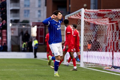 100126 - Leyton Orient v Cardiff City - Sky Bet League 1 - Yousef Salech of Cardiff City celebrates after scoring their sides first goal to make it 1 - 1