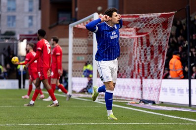100126 - Leyton Orient v Cardiff City - Sky Bet League 1 - Yousef Salech of Cardiff City celebrates after scoring their sides first goal to make it 1 - 1