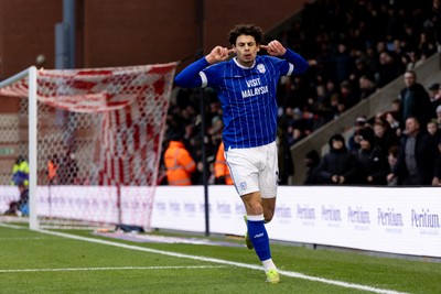 100126 - Leyton Orient v Cardiff City - Sky Bet League 1 - Yousef Salech of Cardiff City celebrates after scoring their sides first goal to make it 1 - 1